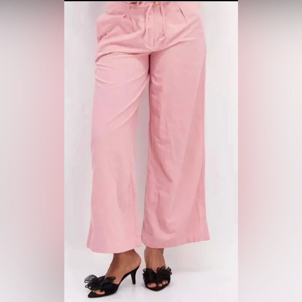 Band Of The Free Blush Linen Blend High Waist Wide Leg Pants Women’s Siz…